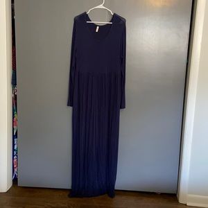 Navy maxi long sleeve dress